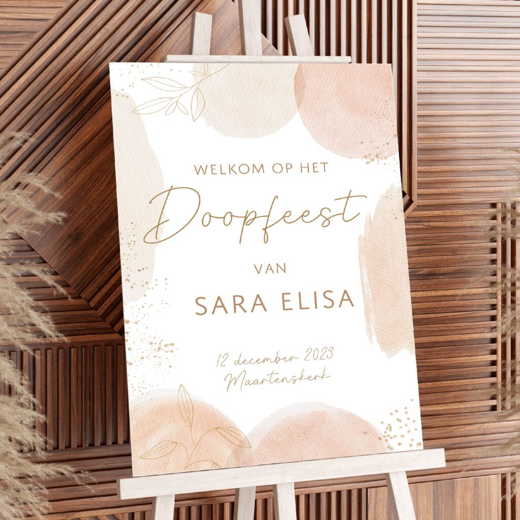 Welkomstbord doop doopsel roze