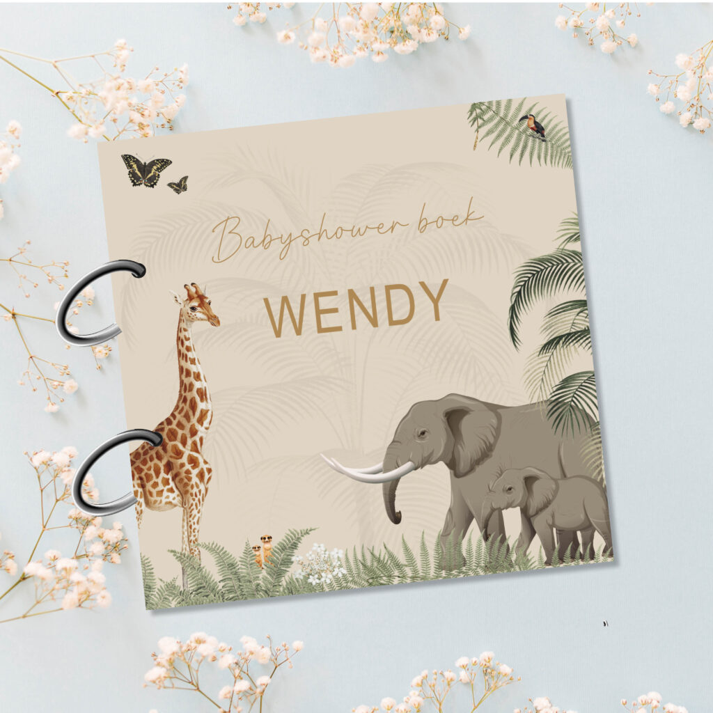 babyshower boek invulboek jungle ecru koestert