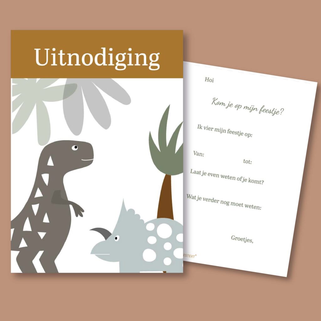 Uitnodiging kinderfeestje dino printable