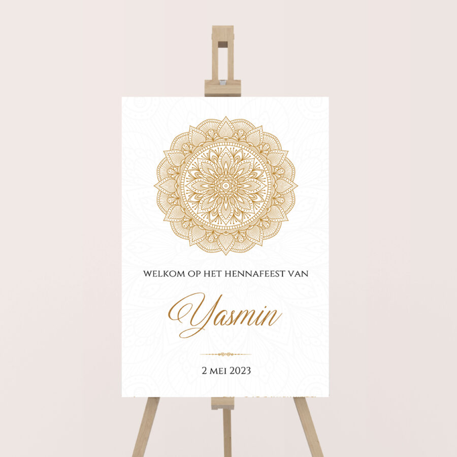 Welkomstbord henna party goud