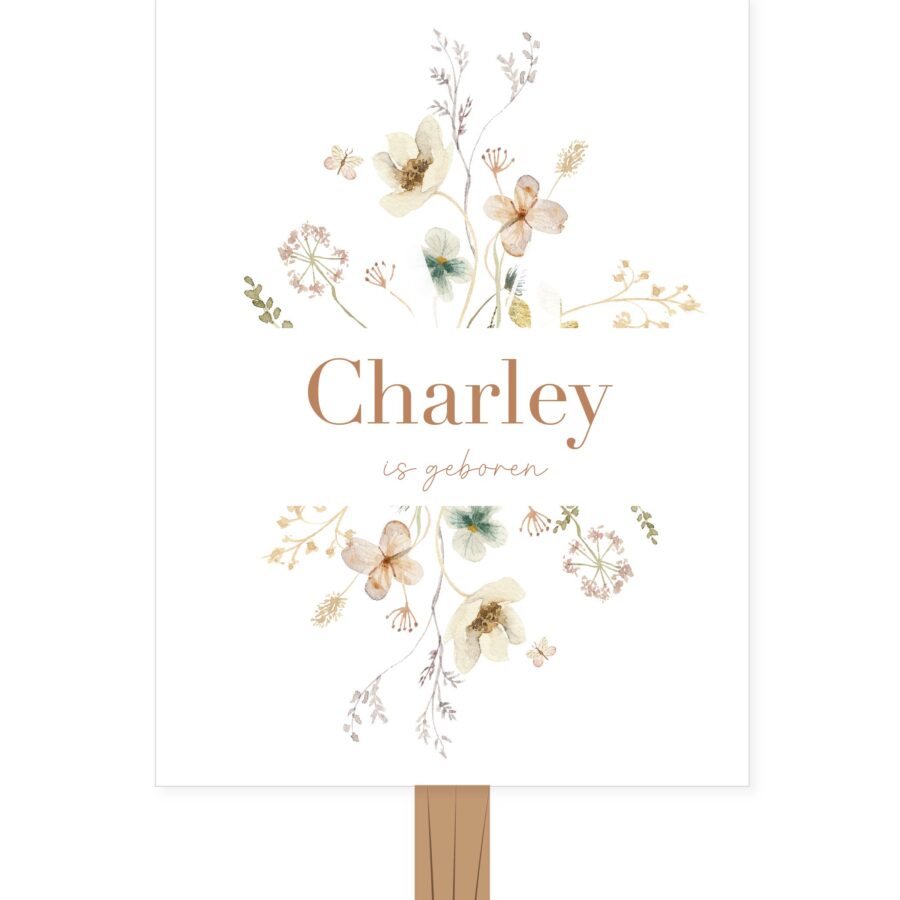 Geboortebord tuin droogbloemen