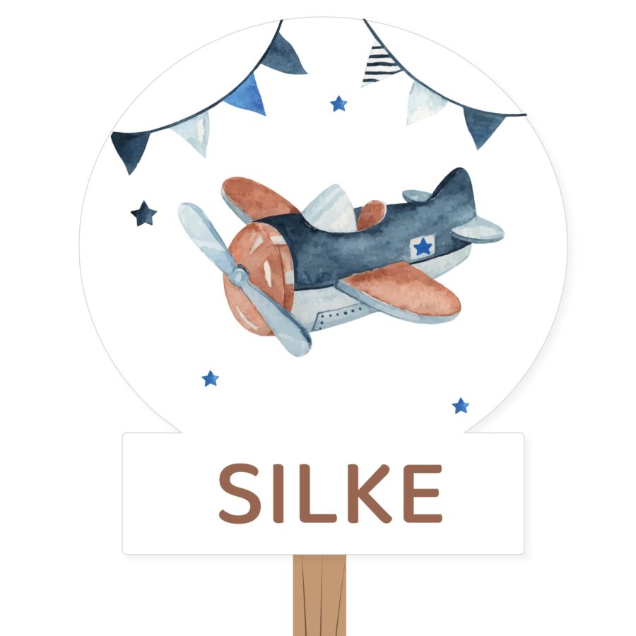 Geboortebord tuin vliegtuig