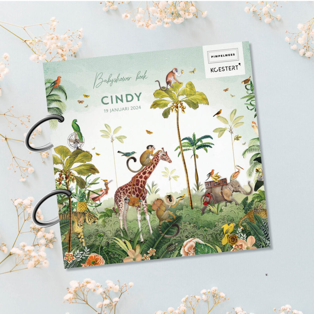 Babyshower invulboek bewaarbundel jungle parade