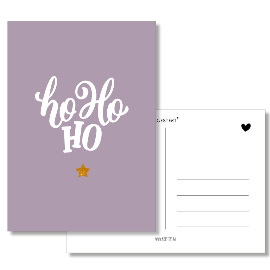 KERSTKAART HOHOHO PAARS