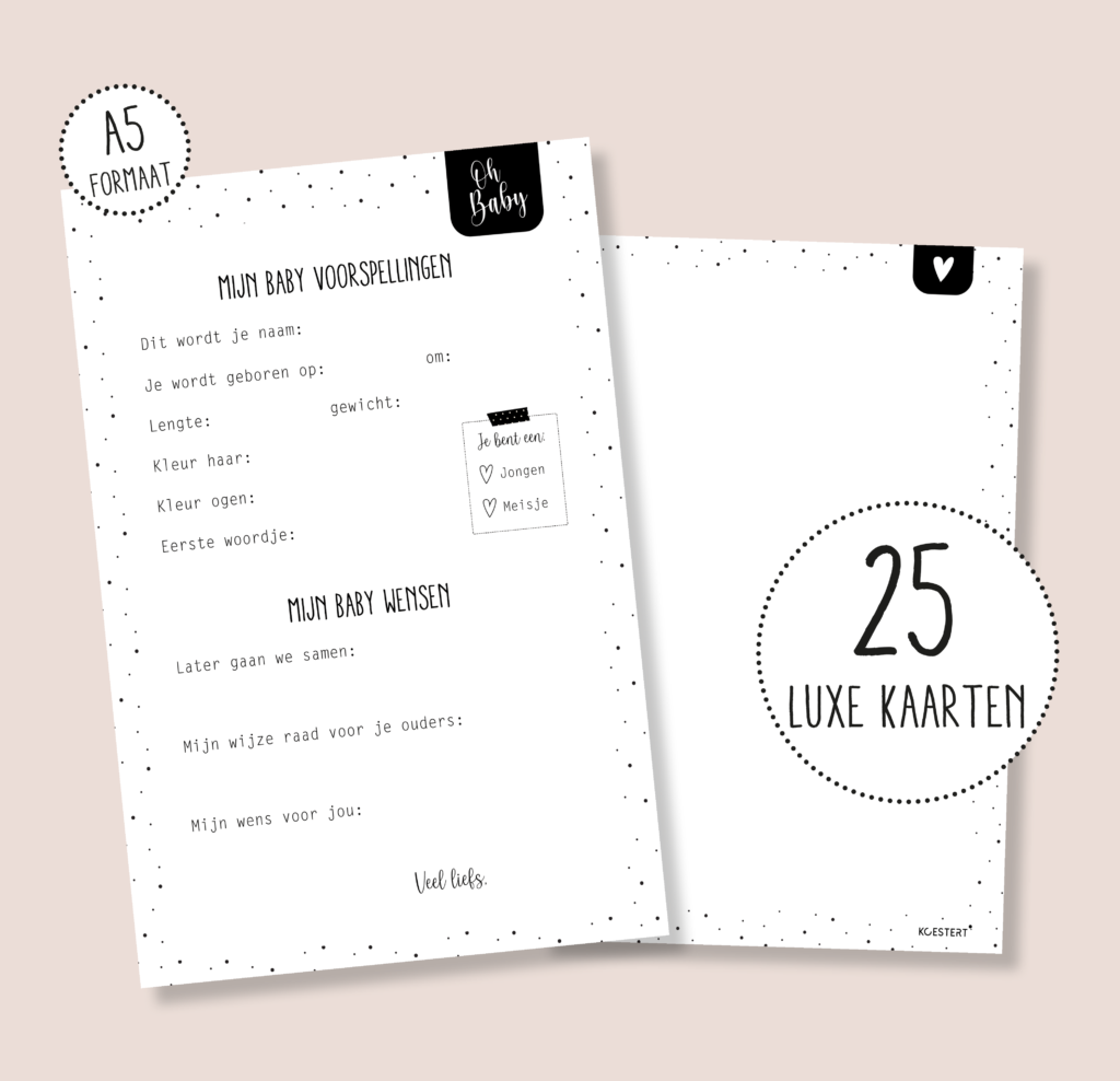 Babyshower gender reveal invulkaarten A5