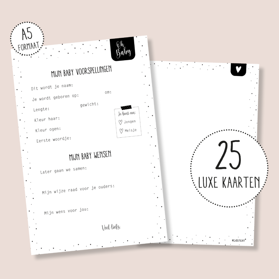 Babyshower gender reveal invulkaarten A5