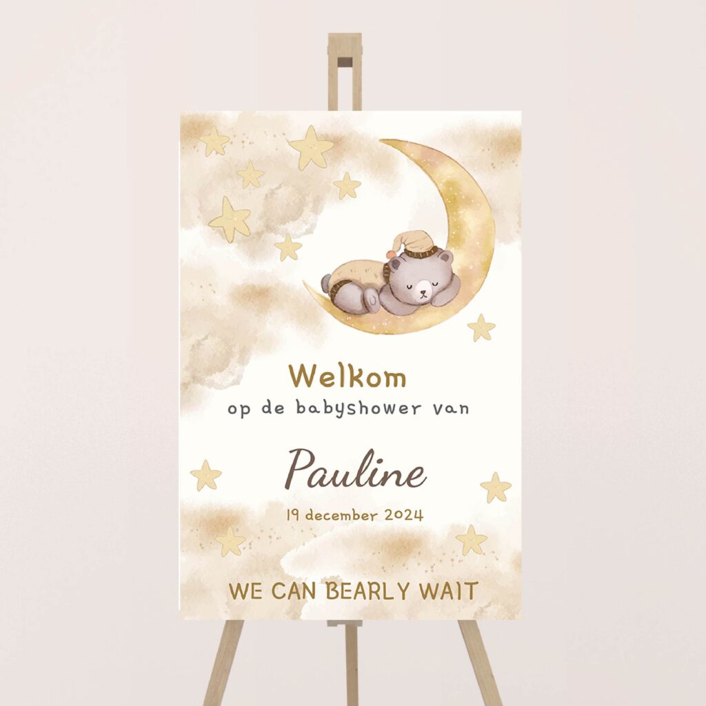 babyshowerbord welkomstbord we can bearly wait