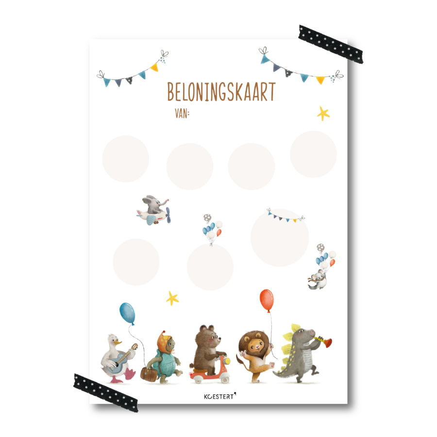 Beloningskaart | plaskaart | printable | dierenparade