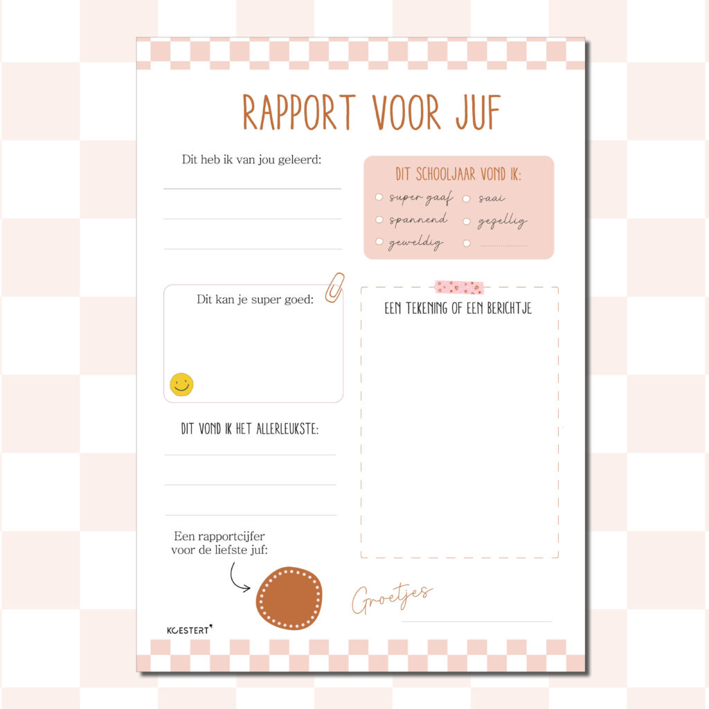 rapport voor juf roze