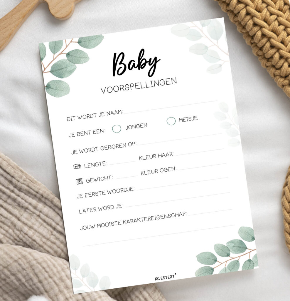 Babyshower invulkaarten leafs