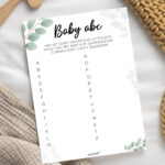 Babyshower ABC invulkaarten leafs