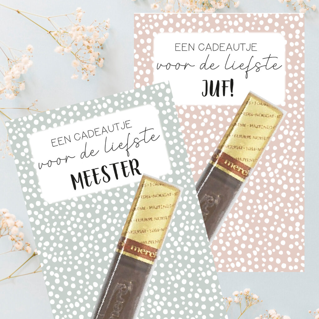 printable kaart juf meester