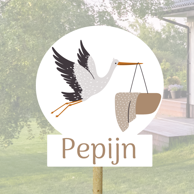 Geboortebord tuin foto ooievaar