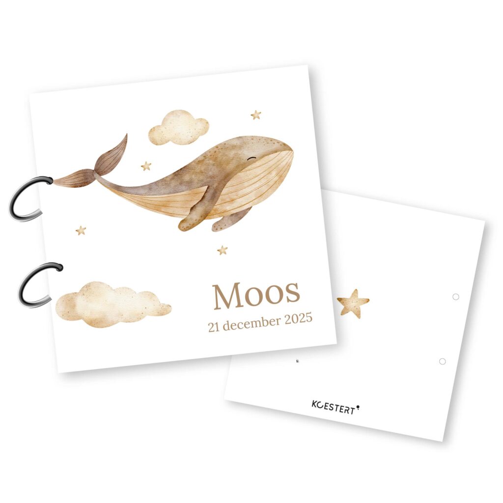 Bewaarbundel geboortekaartjes walvis koestert