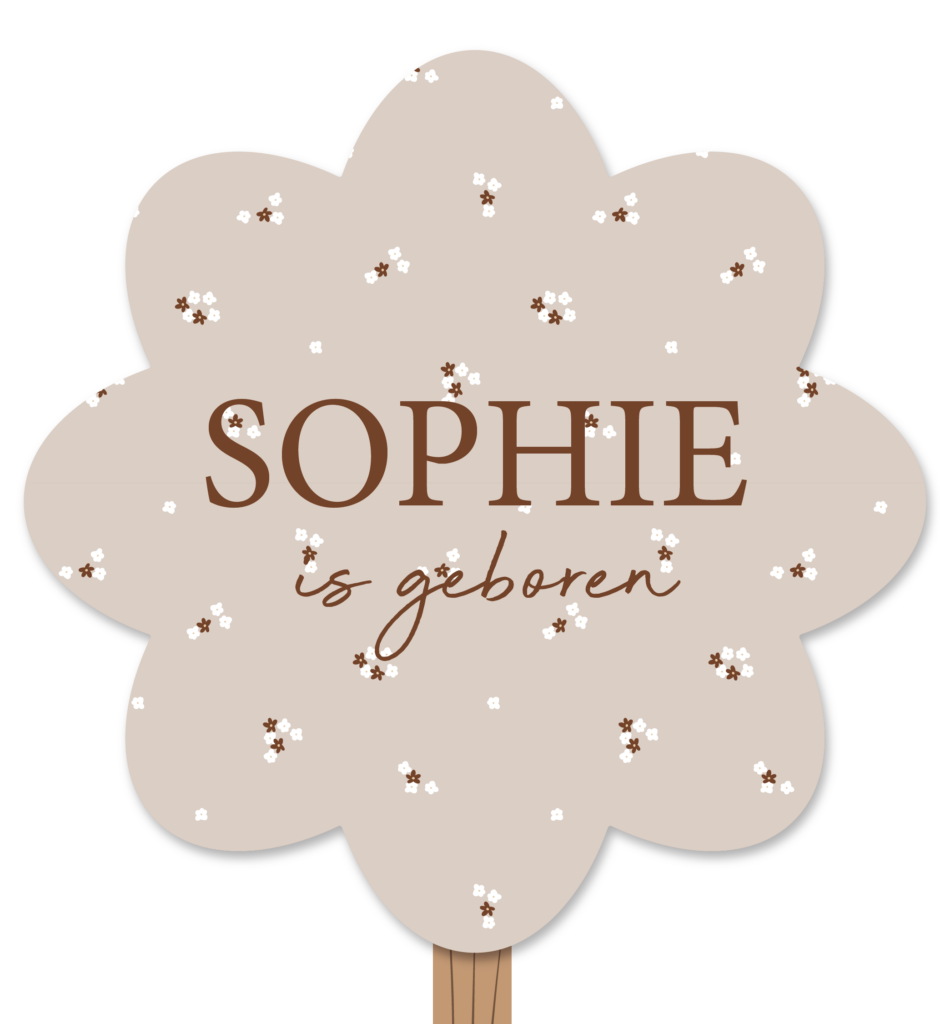 Geboortebord-bloem-beige-koestert