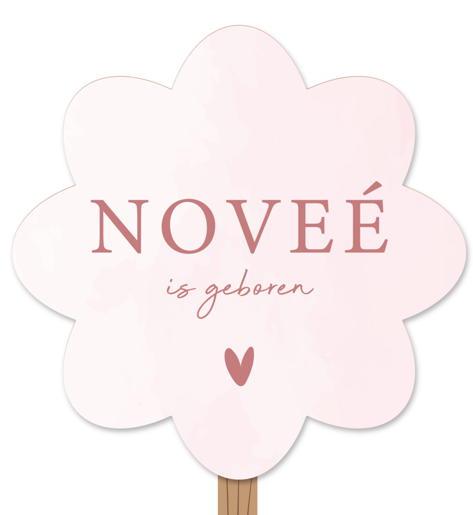 Geboortebord-bloem-roze-hartje