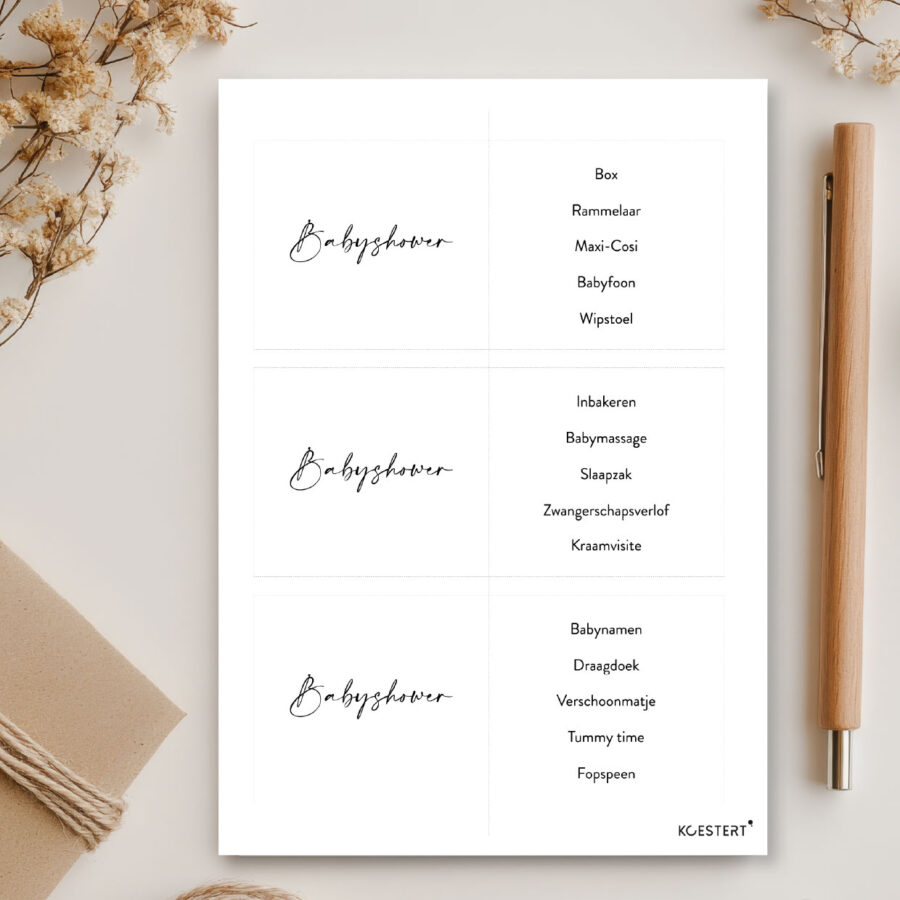 Babyshower spel | printable | 30 seconds