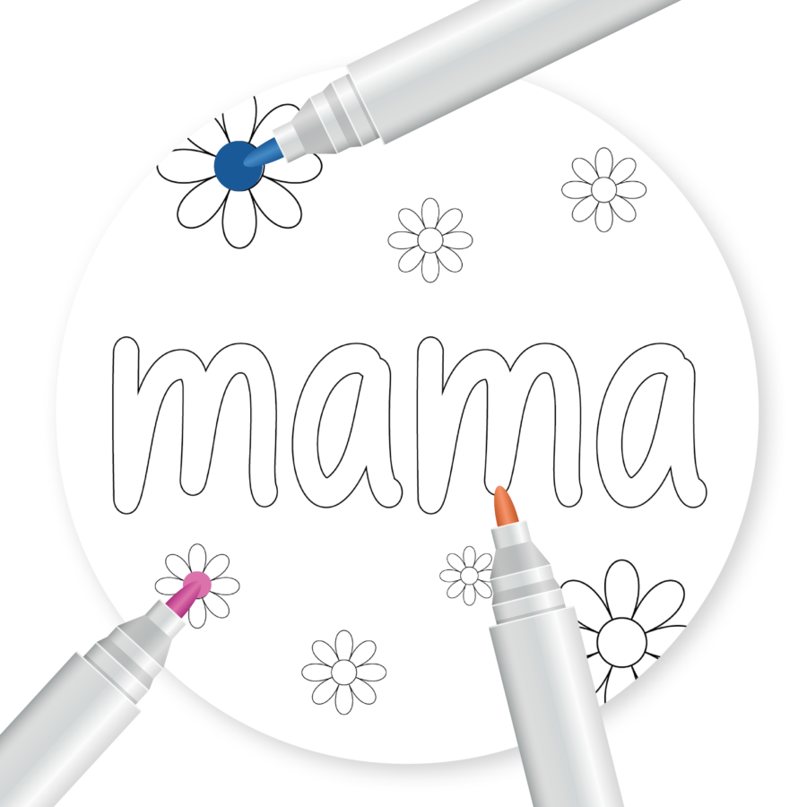 muurcirkel-mama-moederdag-madeliefjes-ingekleurd