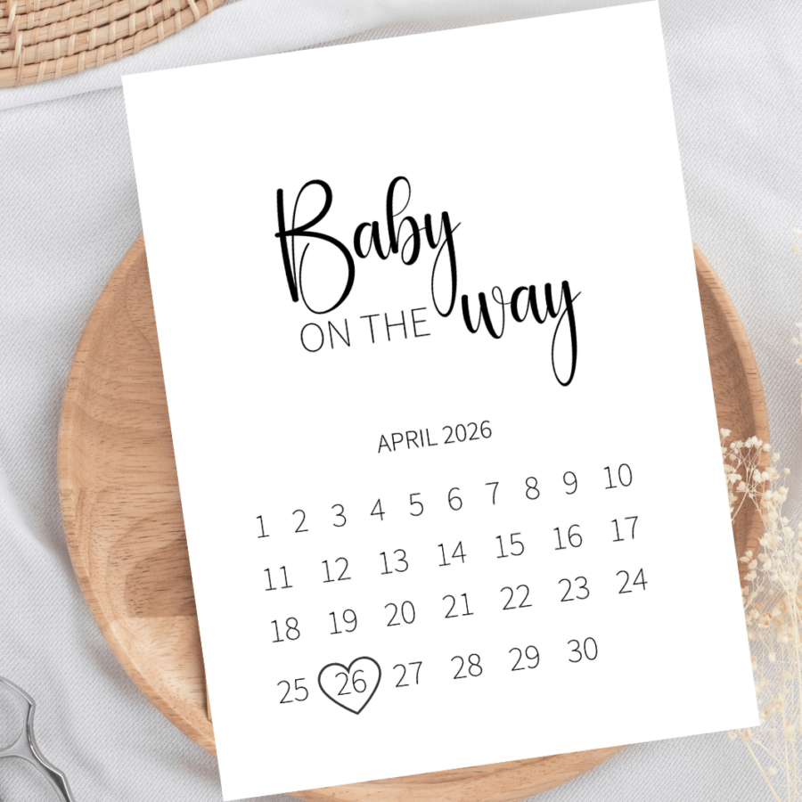 Aankondiging zwangerschap met kalender | april 2026