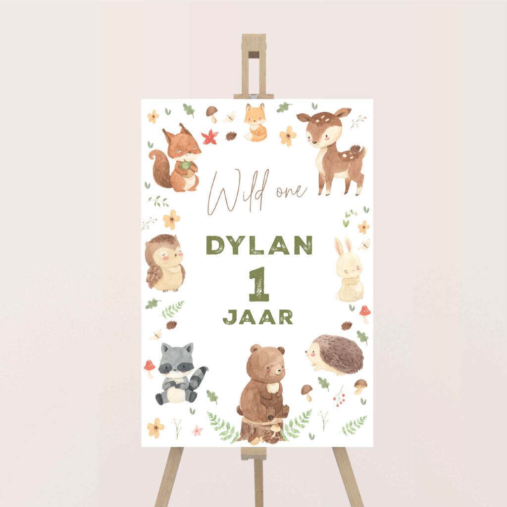 Verjaardagsbord welkomstbord bosvrienden